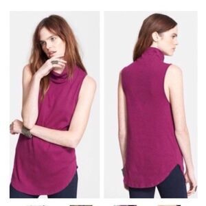 Free People Womens Mock Neck Sleeveless Top in Plum